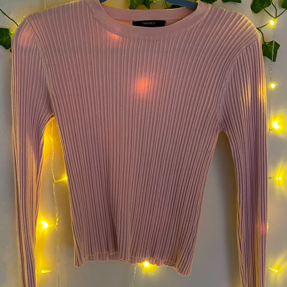LOVELY PINK RIBBED SWEATER